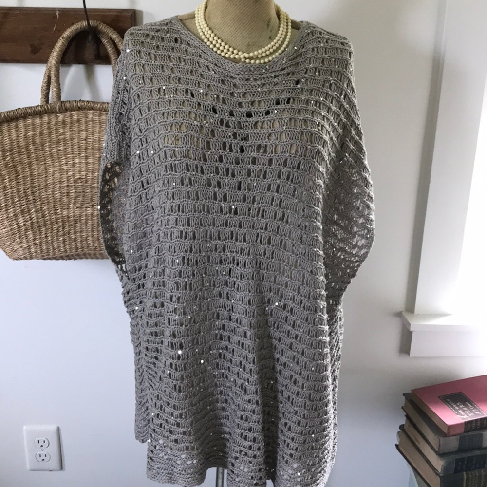 Eileen Fisher cap sleeve sequin sweater